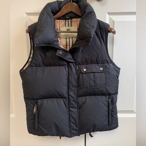 Burberry Black Puffer Vest w/ Plaid Lining